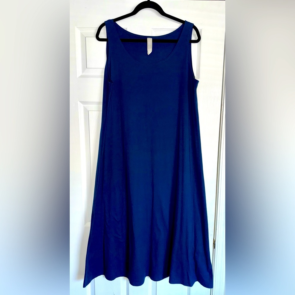 ISCHIKO Designed In Germany Navy 100% Cotton Tank Sun Maxi Boho Flowy Dress 3 L